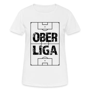 OBERLIGA im Fußballfeld - Frauen T-Shirt atmungsaktiv - Weiß - Vorne - AI Model Female 172 dark (172cm)