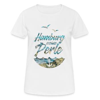 HAMBURG PERLE MOIN - Frauen T-Shirt atmungsaktiv - Weiß - Vorne - AI Model Female 172 dark (172cm)