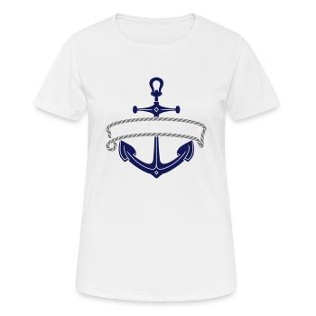 Anker mit Tau / anchor & rope frame (ot; 2c) - Frauen T-Shirt atmungsaktiv - Weiß - Vorne - AI Model Female 172 dark (172cm)