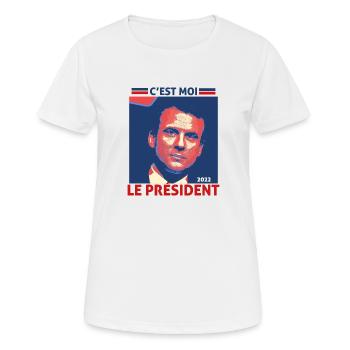 Emmanuel Macron, Präsident des Präsidenten 2022 - Frauen T-Shirt atmungsaktiv - Weiß - Vorne - AI Model Female 172 dark (172cm)