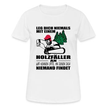 Holzfäller mit Motorsäge - Frauen T-Shirt atmungsaktiv - Weiß - Vorne - AI Model Female 172 dark (172cm)