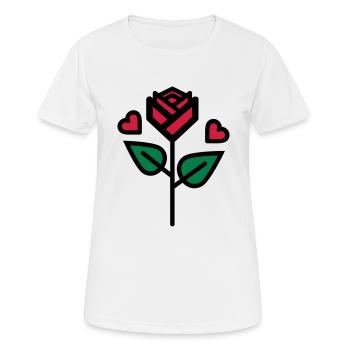 Valentine's Rose avec coeur - T-shirt respirant Femme - blanc - Devant - AI Model Female 172 dark (172cm)