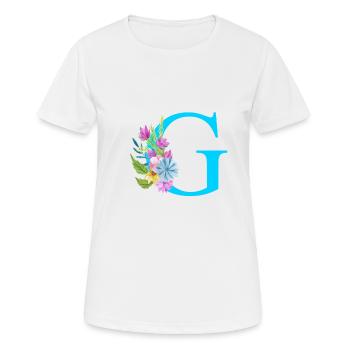 Lettre G bleu - T-shirt respirant Femme - blanc - Devant - AI Model Female 172 dark (172cm)