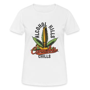CANNABIS CHILLS - Women's Breathable T-Shirt - white - Front - AI Model Female 172 dark (172cm)