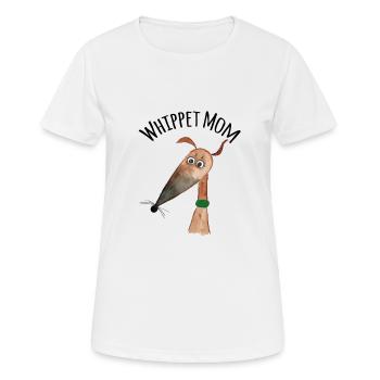 Whippet Mom couleur sable avec masque - T-shirt respirant Femme - blanc - Devant - AI Model Female 172 dark (172cm)