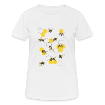 Bees on honeycomb - Women's Breathable T-Shirt - white - Front - AI Model Female 172 dark (172cm)