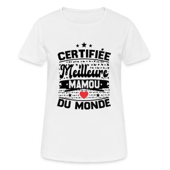Certifié meilleure mamou du monde cadeau - T-shirt respirant Femme - blanc - Devant - AI Model Female 172 dark (172cm)