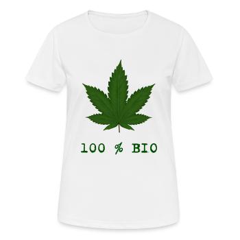 254 - Cannabis, 100 % Bio - T-shirt respirant Femme - blanc - Devant - AI Model Female 172 dark (172cm)