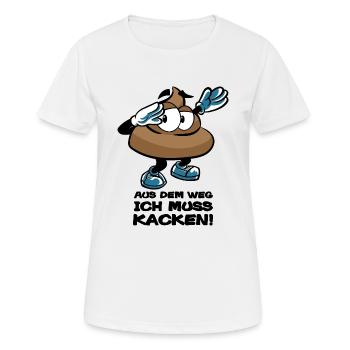 DABBING POOP ICH MUSS KACKEN KACKE - Frauen T-Shirt atmungsaktiv - Weiß - Vorne - AI Model Female 172 dark (172cm)