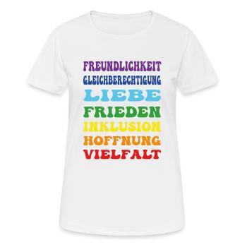 regenbogen csd diversity - Frauen T-Shirt atmungsaktiv - Weiß - Vorne - AI Model Female 172 dark (172cm)