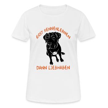Erst Kennenlernen - Dann Liebhaben - Frauen T-Shirt atmungsaktiv - Weiß - Vorne - AI Model Female 172 dark (172cm)