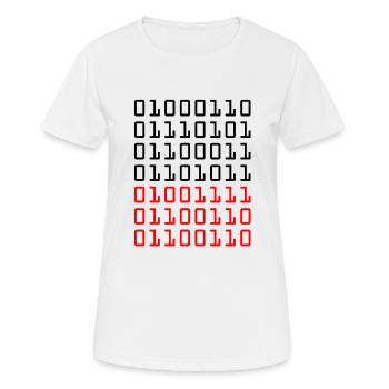 Fuck Off Binärcode, Gamer, Nerd, Geekshirt - Frauen T-Shirt atmungsaktiv - Weiß - Vorne - AI Model Female 172 dark (172cm)