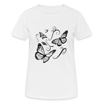 Butterfly Tatoo Gift Girlfriend Flowers Tendril - Women's Breathable T-Shirt - white - Front - AI Model Female 172 dark (172cm)