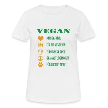 VEGAN Mitgefühl Veganer für Erde und Tiere - Frauen T-Shirt atmungsaktiv - Weiß - Vorne - AI Model Female 172 dark (172cm)