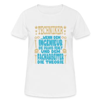 Techniker Schule Abschluss Fortbildung Ingenieur - Frauen T-Shirt atmungsaktiv - Weiß - Vorne - AI Model Female 172 dark (172cm)