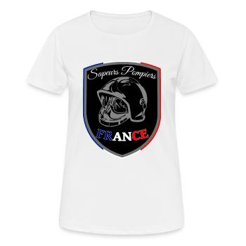 Firefighter blue white red France pennant BLACK - Women's Breathable T-Shirt - white - Front - AI Model Female 172 dark (172cm)