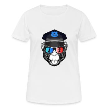 Monkey Police Blau- und Rotlicht JGA, PARTY, FEIER - Frauen T-Shirt atmungsaktiv - Weiß - Vorne - AI Model Female 172 dark (172cm)