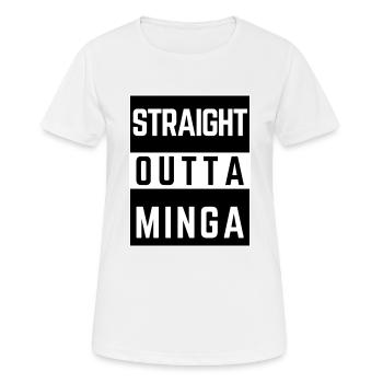 straight outta minga - Frauen T-Shirt atmungsaktiv - Weiß - Vorne - AI Model Female 172 dark (172cm)
