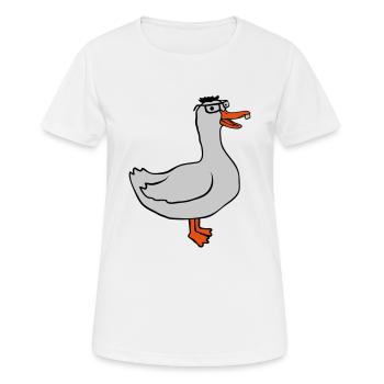 Lustige Nerd Gans Hornbrille - Frauen T-Shirt atmungsaktiv - Weiß - Vorne - AI Model Female 172 dark (172cm)