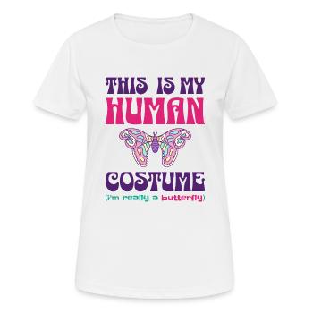 Costume Papillon Humour Costume D'Halloween - T-shirt respirant Femme - blanc - Devant - AI Model Female 172 dark (172cm)
