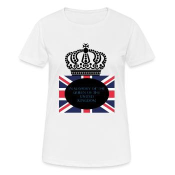 En mémoire de la reine du Royaume-Uni. - T-shirt respirant Femme - blanc - Devant - AI Model Female 172 dark (172cm)
