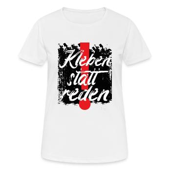 Klima Kleber Kleben statt reden Klima Aktivist - Frauen T-Shirt atmungsaktiv - Weiß - Vorne - AI Model Female 172 dark (172cm)