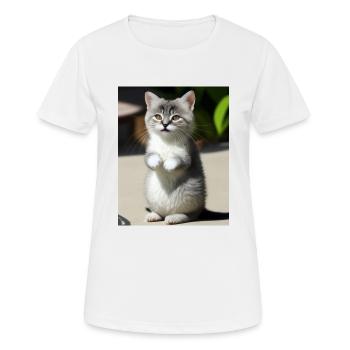 Chat persan blanc - T-shirt respirant Femme - blanc - Devant - AI Model Female 172 dark (172cm)