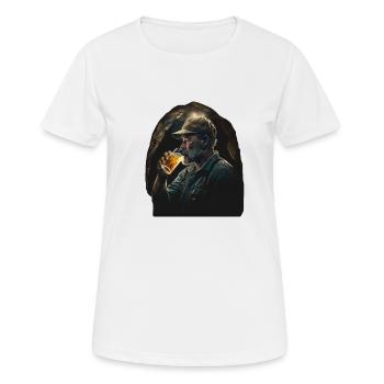 Minenarbeiter Kumpel mit Bier im Schacht - Frauen T-Shirt atmungsaktiv - Weiß - Vorne - AI Model Female 172 dark (172cm)