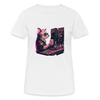 Cooles Dj Schwein mit Bier - Frauen T-Shirt atmungsaktiv - Weiß - Vorne - AI Model Female 172 dark (172cm)