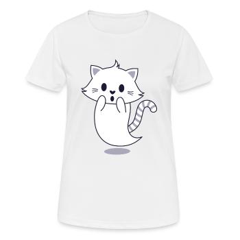 de chat - T-shirt respirant Femme - blanc - Devant - AI Model Female 172 dark (172cm)