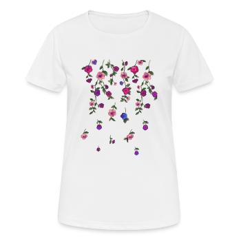 Roses,Vrilles,Fleurs, Illustration,Rouge, Floral - T-shirt respirant Femme - blanc - Devant - AI Model Female 172 dark (172cm)