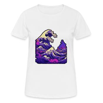 Tsunami-Welle japanische Kunst, niedrige Farbpalette - Frauen T-Shirt atmungsaktiv - Weiß - Vorne - AI Model Female 172 dark (172cm)