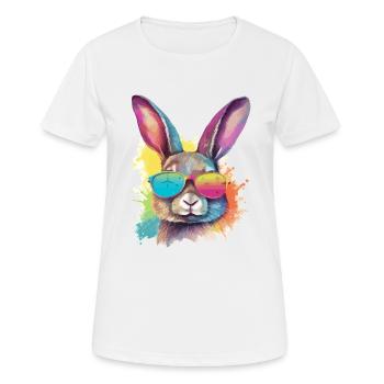 Timo der Hase mit der Brille - Frauen T-Shirt atmungsaktiv - Weiß - Vorne - AI Model Female 172 dark (172cm)