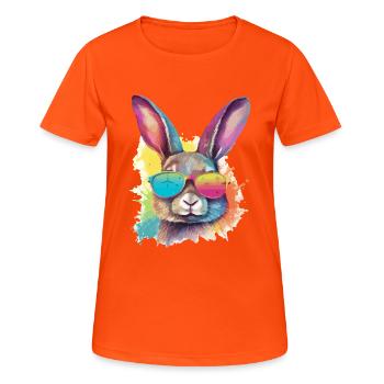 Timo the bespectacled rabbit - Women's Breathable T-Shirt - neon orange - Front - AI Model Female 172 dark (172cm)