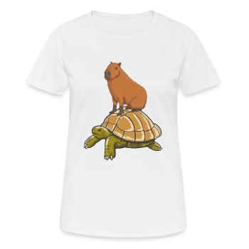 Capybara chevauche une tortue - T-shirt respirant Femme - blanc - Devant - AI Model Female 172 dark (172cm)