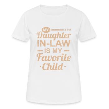 Der Muttertag von meiner Schwiegertochter ist mein Favorit - Frauen T-Shirt atmungsaktiv - Weiß - Vorne - AI Model Female 172 dark (172cm)