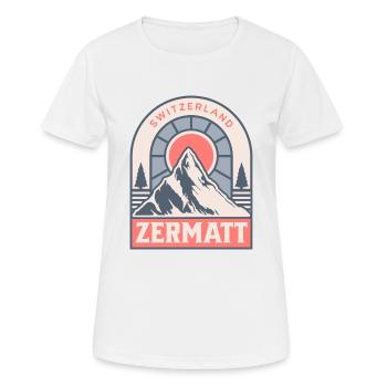 Zermatt Suisse Ski rétro - T-shirt respirant Femme - blanc - Devant - AI Model Female 172 dark (172cm)