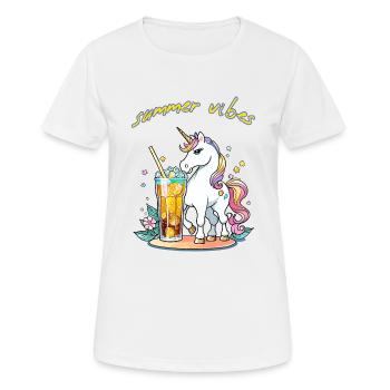 Einhorn Sommergefühl - Frauen T-Shirt atmungsaktiv - Weiß - Vorne - AI Model Female 172 dark (172cm)