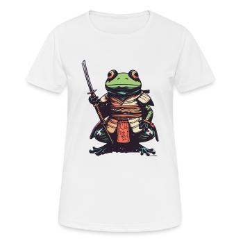 Grenouille avec katana - T-shirt respirant Femme - blanc - Devant - AI Model Female 172 dark (172cm)