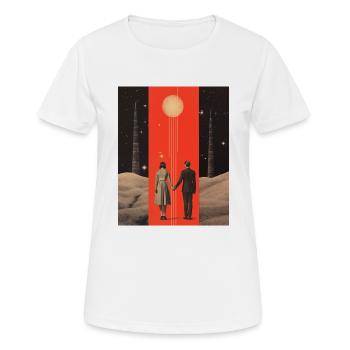 Zum Mond und zurück Collage - Frauen T-Shirt atmungsaktiv - Weiß - Vorne - AI Model Female 172 dark (172cm)