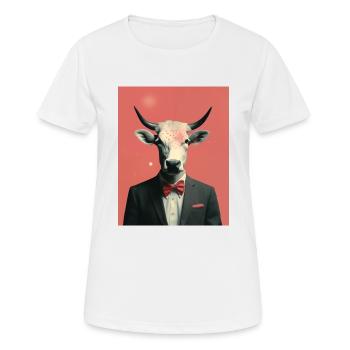 Collage surréaliste de vache d’homme - T-shirt respirant Femme - blanc - Devant - AI Model Female 172 dark (172cm)