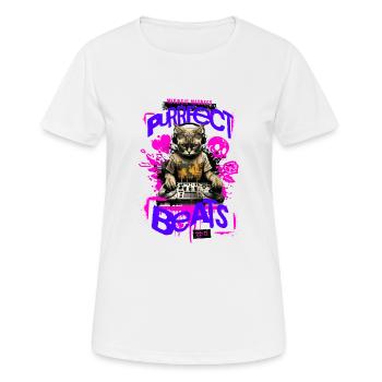 Purrfect Beats 1 - Frauen T-Shirt atmungsaktiv - Weiß - Vorne - AI Model Female 172 dark (172cm)