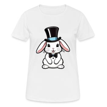 Lapin blanc avec un chapeau et nœud papillon - T-shirt respirant Femme - blanc - Devant - AI Model Female 172 dark (172cm)