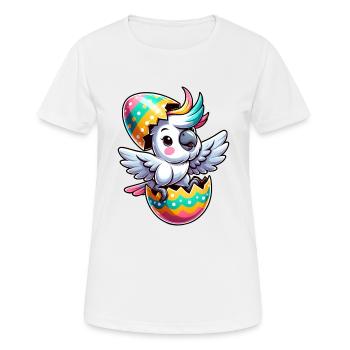 Cacatoès de Pâques en coquille d’œuf, oiseau maladroit - T-shirt respirant Femme - blanc - Devant - AI Model Female 172 dark (172cm)