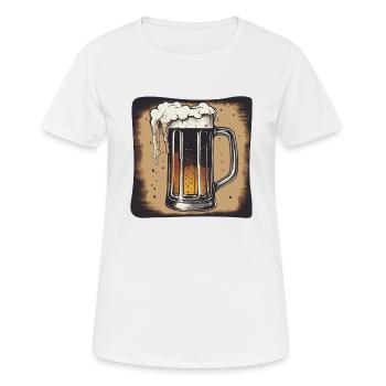 Bière Cadeau Mug Fête Célébration Fête Verre Bière - T-shirt respirant Femme - blanc - Devant - AI Model Female 172 dark (172cm)