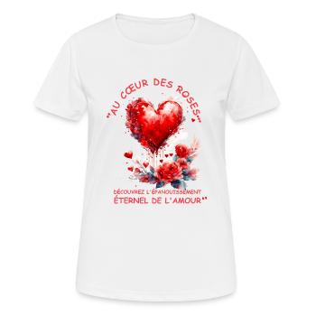 Aquarell Herz und Rosen Druckdesign - Frauen T-Shirt atmungsaktiv - Weiß - Vorne - AI Model Female 172 dark (172cm)