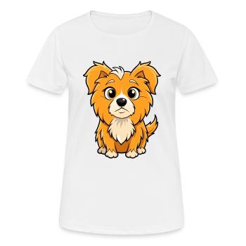 Neugieriger tibetischer Spaniel-Hund Kunstdruck - Frauen T-Shirt atmungsaktiv - Weiß - Vorne - AI Model Female 172 dark (172cm)
