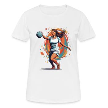 Handballerin Streetwear Ikonischer Stil - Frauen T-Shirt atmungsaktiv - Weiß - Vorne - AI Model Female 172 dark (172cm)