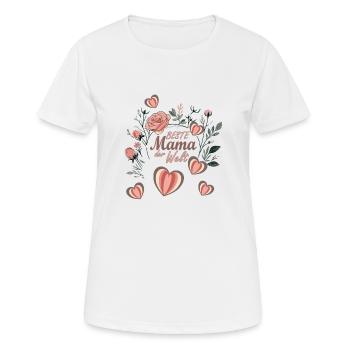 Beste Mutter der Welt, von Herzen mit Blumen - Frauen T-Shirt atmungsaktiv - Weiß - Vorne - AI Model Female 172 dark (172cm)