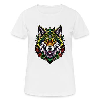 Illustration de loup coloré - T-shirt respirant Femme - blanc - Devant - AI Model Female 172 dark (172cm)
